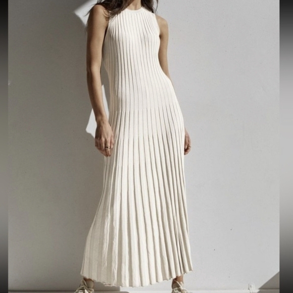 Commense Cream Ribbed Maxi Dress - Picture 1 of 2